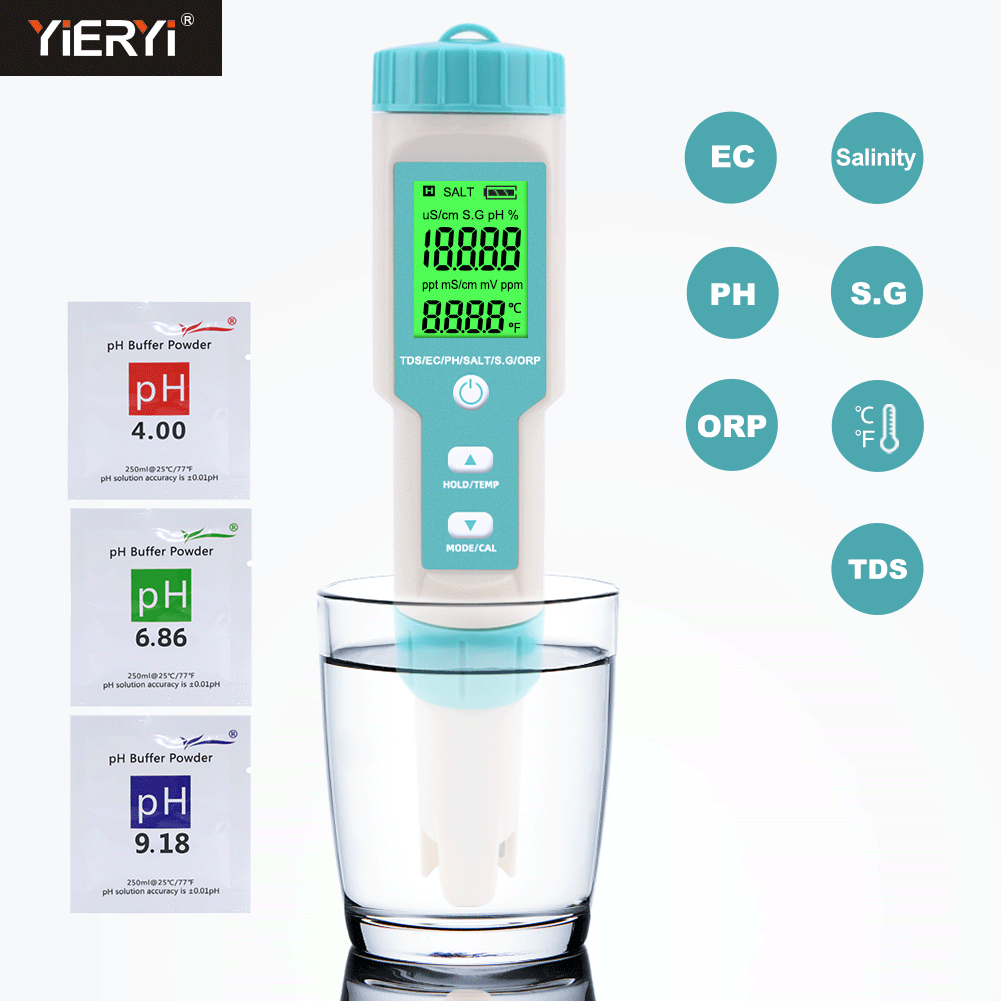 New 7 in 1 PH/TDS/EC/ORP/Salin - đánh giá và giá Ec Meter Digital